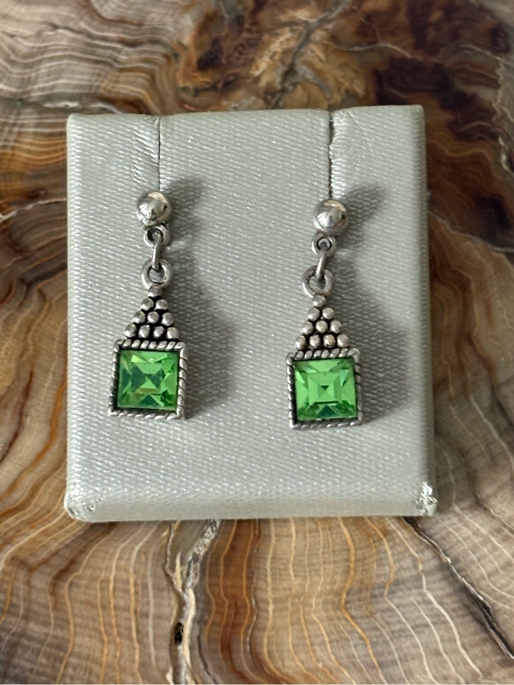 Sterling Silver Peridot Vintage Inspired Drop Earrings